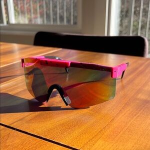 sports sunglasses pink and black splatter